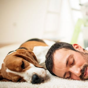 Man and dog sleeping together-Insiders-Guide-To-Relocating-Your-Pet-Blog3